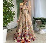 Vestido sexy europeo-americano con bordados florales en 3D XL negro