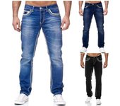 Pantalones largos para hombre, estilo casual, ajustados, rectos, elásticos, vaqueros Demin 2XL negro