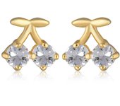 Les Trésors De Lily [R4820] - Pendientes chapados en oro 'Sissi' oro blanco - 10x9 mm (cereza) blanco