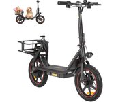 DYU Patinete eléctrico plegable de 14 , 36 V/10 Ah, autonomía de hasta 30-35 km, patinete eléctrico portátil compacto para adultos 14" negro