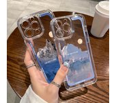 Funda para teléfono con patrón de montaña nevada, a prueba de golpes, de silicona brillante, delgada y suave, para iPhone 15, 14 Pro Max, 13 Pro, 12 Mini, 11, XS, XR, 8, 7 iPhone 15 púrpura