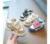 Zapatillas de deporte para niños Zapatillas de deporte casuales para niños Zapatillas altas Zapatos de pan para niñas Zapatos de papá para bebés 21 blanco