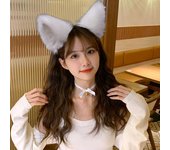 Diadema con orejas de gato de peluche para fiesta de cosplay, Halloween, aro para el pelo hecho a mano, accesorio para fotografía de ambiente de fiesta