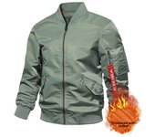 Chaqueta bomber de vuelo MA1 de color sólido para hombre: acolchada/fina, estilo japonés informal para primavera/otoño. M