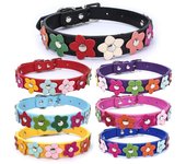 Collar de flores para perro, correa de cuero sintético para gato, cadena para el cuello, para animales pequeños, medianos y grandes, osito de peluche, chihuahua y pug. 30x1.5 CM
