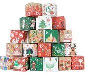 24pcs DIY Christmas Advent Calendar Boxes for 24 Days Kraft Paper Advent Countdown Number gift Boxes for New Year Navidad decor 7x7x7cm