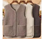 Chaleco de lana de cordero con cremallera para mujer, otoño/invierno, con pelo grueso XL (125-140 jin)