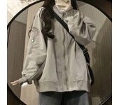 Chaqueta retro de uniforme de béisbol para mujer, chaqueta bomber japonesa holgada de estilo universitario irregular para primavera y otoño S