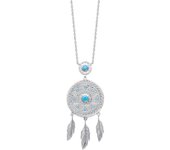 Les Trésors De Lily [R1103] - Collier Argent 'Navajos' turquoise argenté (dreamcatcher) rhodié - 55x22 mm turquesa