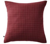 Taie d'oreiller Tissé-teint petits carreaux Déco  Gaïa Mix   Gaze de Coton  - Gaïa Mix Lie de vin - 60 x 60 cm