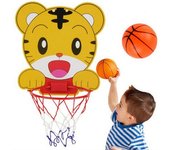 Juego de aro de plástico para niños, tablero de aro de baloncesto, juego de aros colgantes para interiores amarillo