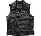 Nuevo chaleco de cuero para motociclista negro para hombre, chaquetas sin mangas con cremallera oblicua de cuero genuino, chalecos de piel de vaca de alta calidad S