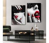 Pintura de labios rojos sexys sobre lienzo, arte de pared moderno, póster de mujer en blanco y negro, impresión de chicas de deseo, imágenes decorativas para sala de estar 20x30cm