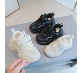 Zapatillas de deporte para niños, primavera y otoño, nuevos zapatos de papá para niños, zapatos blancos pequeños antideslizantes para niñas, zapatos informales de suela blanda para bebés 21 gris