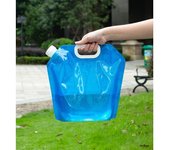 Bolsa de agua potable al aire libre, bolsas de almacenamiento portátiles plegables de grado alimenticio para senderismo, bolsa de succión para Camping de gran capacidad 5L azul
