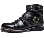 Botas retro de moda 2024, botas vaqueras occidentales para hombre, botas militares para hombre, botas Chelsea vintage occidentales plisadas de cuero para hombre, color amarillo 38 amarillo