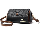 Bolso de hombro cilíndrico de piel de cocodrilo para mujer, bolso de mano de diseñador de lujo, bolso de mano de piel suave, bolso cruzado de moda. azul