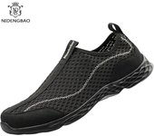Zapatos casuales transpirables para hombre, zapatos ligeros para el agua, talla grande 49-50, zapatillas de exterior con suela anfibia y ventilación, zapatos planos para hombre. 7.5 negro