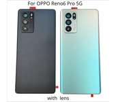 Para OPPO Reno6 Pro 5G cubierta de batería de vidrio Reno 6 Pro Panel de carcasa trasera + adhesivo para lente de cámara azul