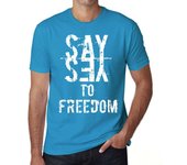 Camiseta vintage para hombre, camiseta gráfica, di sí a la libertad, color aguamarina XS rica azul eléctrico