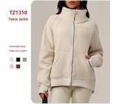 Chaqueta deportiva gruesa de terciopelo LULU ZGLY para mujer: cuello alto cálido para otoño e invierno