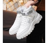 Nuevas botas de nieve de invierno para hombre: Zapatos casuales de corte medio, modernos, de estilo coreano y británico, de algodón cálido y forrados de terciopelo. 44 negro