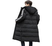 Código de engrosamiento de algodón y terciopelo para hombres en la sección larga de la chaqueta de plumón Chaqueta de algodón invierno XXL negro