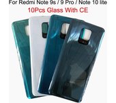 10 piezas para Xiaomi Redmi Note 9S tapa trasera de batería panel de vidrio puerta trasera Note 9 Pro Note 10 Lite carcasa lente de cámara reemplazo blanco