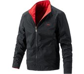 Chaqueta cortavientos informal de primavera y otoño para hombre, chaqueta bomber militar ligera con cuello levantado y cremallera para exteriores con bolsillo M