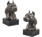 American Staffordshire Terrier, Amstaff I - Dog statue, bust on stone base, sculpture, trophy for dog show by Art-Dog brand marrón