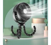 Ventilador plegable de escritorio USB, ventilador de mano para cochecito de bebé al aire libre, mini ventilador multifuncional pequeño y silencioso de verano negro