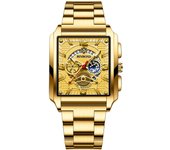 Reloj dorado para hombre, reloj cuadrado para hombre, relojes de cuarzo de lujo de primera marca, reloj de pulsera deportivo militar de acero inoxidable resistente al agua