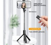 BT Selfie Stick trípode plegable rotación de 360 ​​grados multifuncional portátil ajustable teléfono móvil negro