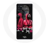 Coque Samsung Galaxy A21S Squid Game Affiche masques soldats logo coréen