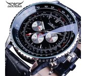 JARAGAR Business Top Watch Reloj mecánico automático para hombre Reloj con correa de seis pines y tres discos Resistente al agua Luminoso