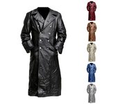 Chaqueta medieval de cuero sintético retro de invierno para hombre 5XL negro