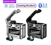 Auriculares Bluetooth 5.3 Auriculares para juegos de baja latencia Auriculares inalámbricos Auriculares deportivos estéreo HiFi con LED y reducción de ruido Auriculares con control táctil