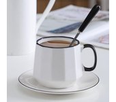 Taza Simple de Color sólido, juego de dos piezas de taza y plato de café, taza de agua de cerámica de estilo nórdico, taza de café, taza para leche, taza para desayuno