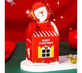 Caja de regalo navideña hueca con diseño de manzana de Nochebuena y dibujos animados, caja de papel con diseño de muñeco de nieve de Papá Noel, caja vacía about 8.5x8.5x9cm