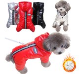 Ropa de invierno para perros, sudaderas gruesas con capucha para cachorros, monos cálidos para perros, chaqueta impermeable para mascotas, abrigo para perros pequeños y medianos, ropa para Chihuahua, monos de Bulldog Francés L rojo