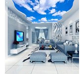 Papel tapiz Mural de techo personalizado, cielo azul 3D y nubes blancas, sala de estar, dormitorio, fondo de techo, papel tapiz fotográfico, revestimientos de paredes 200 cm(W) x 140 cm(H)