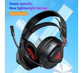 TAIOU Auriculares para colocar sobre la oreja Auriculares ligeros para deportes electrónicos BT5.3 y 2.4G inalámbricos de 3,5 mm con cable negro/rojo