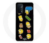 Funda para Oppo A74 5G Pegatinas Los Simpsons fondo negro