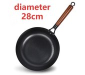 Sartén de hierro fundido hecha a mano para el hogar, sartén antiadherente de 28 Cm, sartén auxiliar para carne, estufa de Gas, Cocina de Inducción Universal 28cm negro