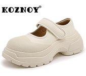 Fujin 6cm nuevo sintético mujeres gancho diapositivas Mary Jane verano plataforma cuña lujo cómodo señoras moda apoyo zapatos ergonómicos 35 beige