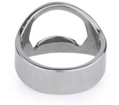 Abridor de botellas portátil de acero inoxidable con forma de anillo para fiestas, barbacoas y fiestas, color plateado