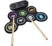 Batería electrónica con altavoz BT Hand Roll Drum Set 7 pads Admite varias entradas de audio 7 Drum negro