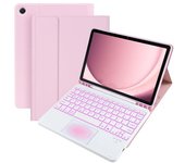 Teclado compatible con Bluetooth para tableta con funda protectora Diseño retroiluminado colorido Funda con teclado inalámbrico sin latencia para Samsung Galaxy Tab A9 Plus color rosa
