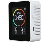 Monitor infrarrojo de calidad del aire, Detector de dióxido de carbono CO2, medidor de temperatura y humedad incorporado blanco