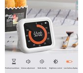 Temporizador digital giratorio inteligente, silencioso, visual y analógico, para niños y adultos, con alerta opcional y medidor de horas para lectura en interiores de cocina. blanco